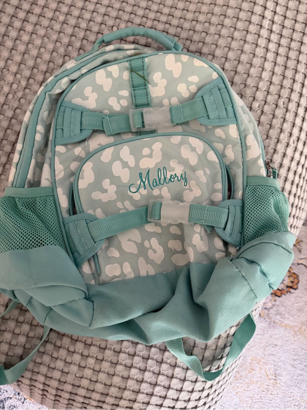 Pottery Barn Kids Aqua Backpack Personalized “Mallory”